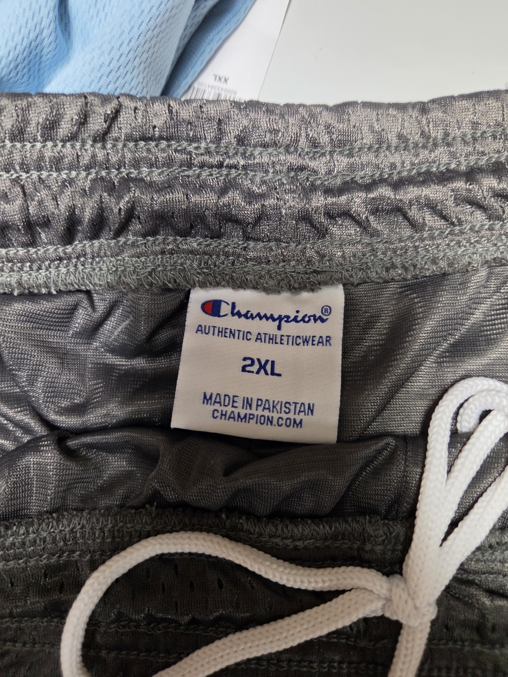 Champion Men's Gray Athletic Shorts with White Drawstring